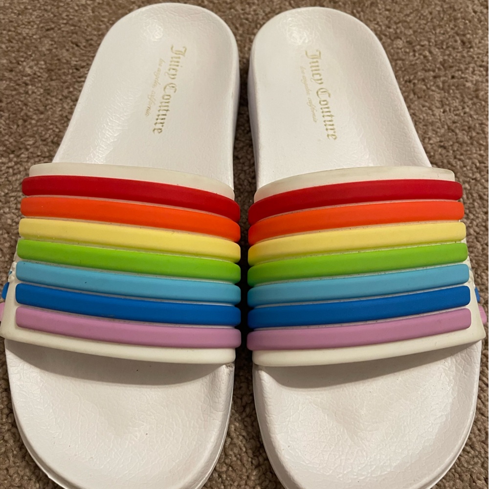 White Juicy Couture slide sandals, size 7
